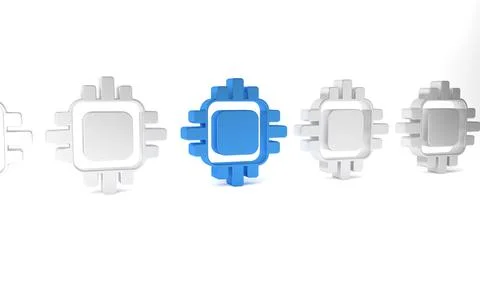 Blue Computer processor with microcircuits CPU icon isolated on white backg.. Illustrazione stock