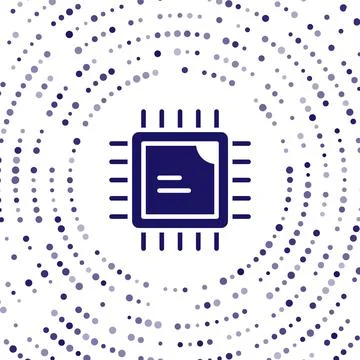 Blue Computer processor with microcircuits CPU icon isolated on white backg.. イラスト素材