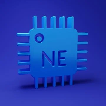 Blue Computer processor with microcircuits CPU icon isolated on blue backgr.. Stock Illustration