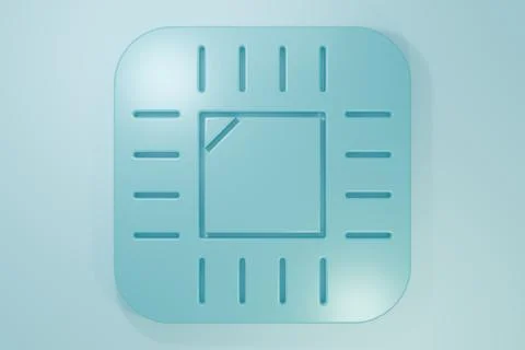 Blue Computer processor with microcircuits CPU icon isolated on blue backgr.. Stock Illustration