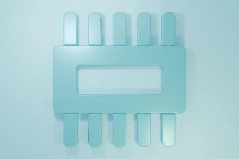 Blue Computer processor with microcircuits CPU icon isolated on blue backgr.. Stock Illustration