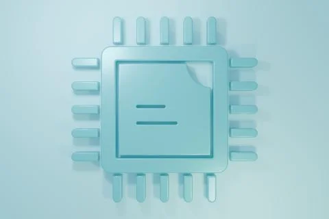 Blue Computer processor with microcircuits CPU icon isolated on blue backgr.. Stock Illustration