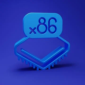 Blue Computer processor with microcircuits CPU icon isolated on blue backgr.. Stock Illustration