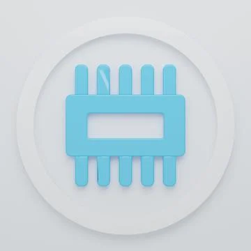 Blue Computer processor with microcircuits CPU icon isolated on white backg.. Illustrazione stock