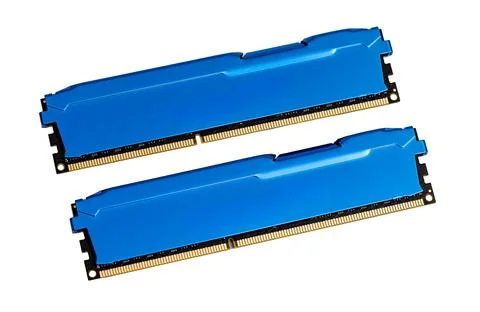Blue computer ram memory modules for pc upgrade 스톡 사진