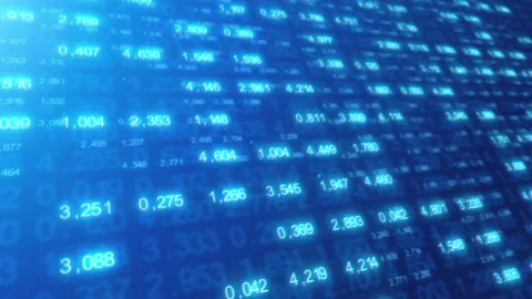 Blue computer screen with random numbers and animated digital graphic interface Stock Footage 164587711