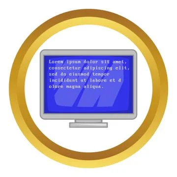 Blue computer screen with text icon Stock Illustration