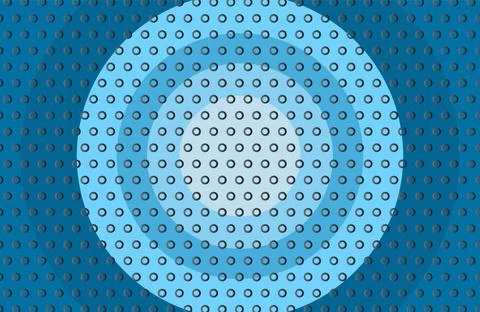 Blue Concentric Circle Dot Pattern Abstract Background With Halftone Rings .. Illustrazione stock