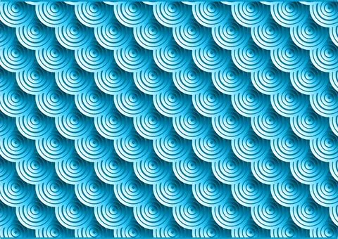 Blue Concentric Circle Scale Pattern Seamless Abstract Geometric Background.. 스톡 일러스트