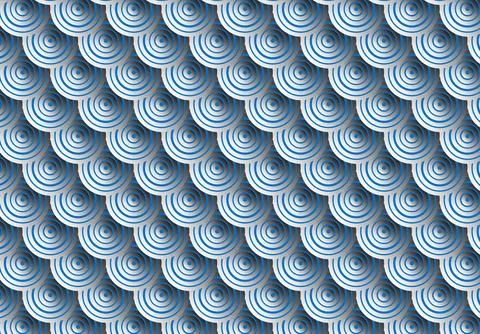 Blue Concentric Circle Scale Pattern Seamless Abstract Geometric Background.. Illustrazione stock