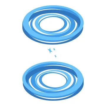 Blue concentric circles creating an abstract portal effect Illustrazione stock