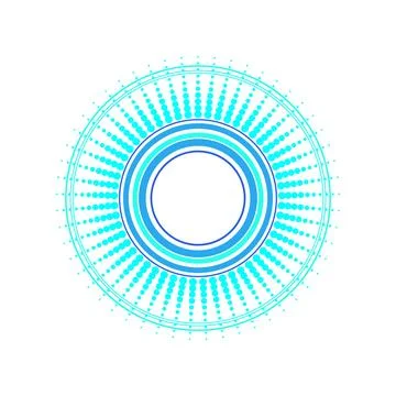 Blue concentric circles forming radiating shockwave energy pulse Illustrazione stock