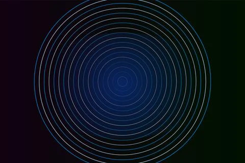 Blue concentric circles pattern with dark gradient for modern abstract wall.. Ilustração Stock
