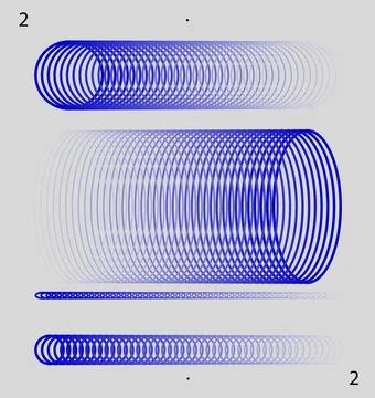 Blue concentric circular patterns creating a visual illusion of cylindrical Stock Illustration