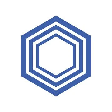 Blue Concentric Hexagon Geometric Shape Stock Illustration