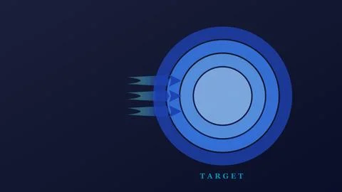 Blue Concentric Target Icon on Dark Navy Background Stock Illustration