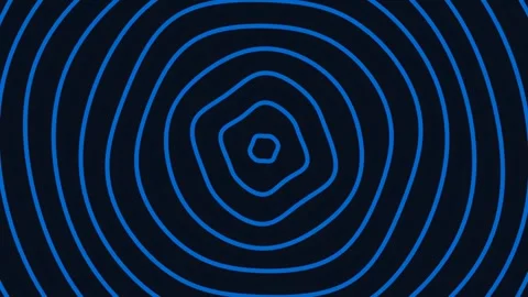 Blue concentric wave circles pulse through dark space in a loop motion grap.. Stock Footage 341850885