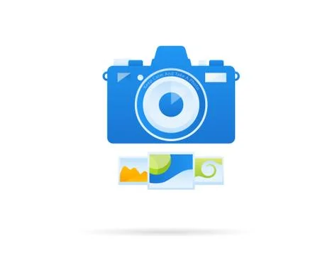 Blue concept camera icon Stock Illustration