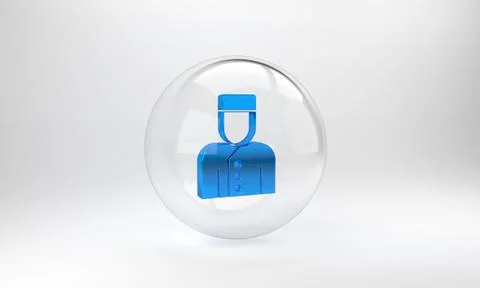 Blue Concierge icon isolated on grey background. Glass circle button. 3D rend Stock Illustration