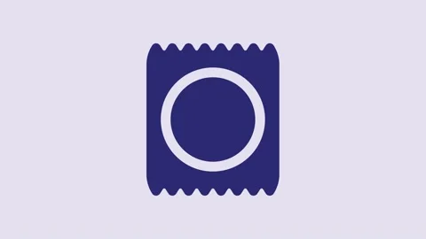 Blue Condom in package icon isolated on purple background. Safe love symbol 動画素材 232867354