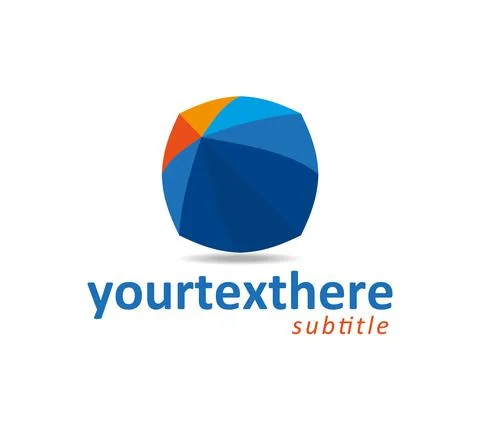 Blue cone logo like solid geometry with orange accent viewed from above Stock Illustration