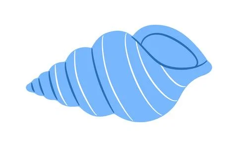 Blue cone seashell, flat style isolated. Marine vector clipart 스톡 일러스트
