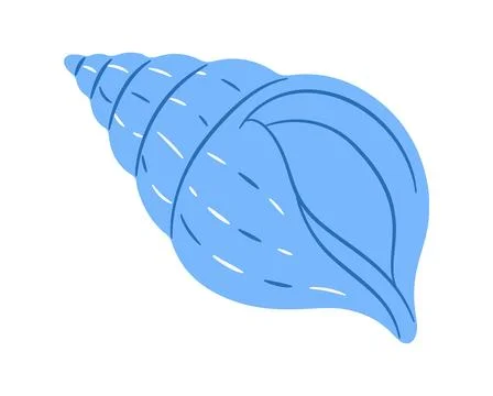 Blue cone seashell, flat style isolated. Marine vector clipart 스톡 일러스트