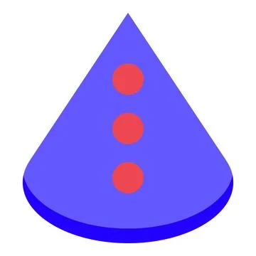 Blue cone with three red dots creating visual interest Stock Illustration