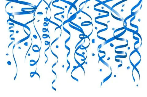 Blue confetti background. Seamless horizontal pattern. Metallic foil. Stock Illustration
