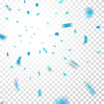 Blue confetti explosion celebration isolated on white transparent background. Stock Illustration