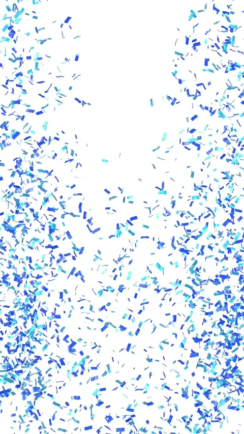 Blue confetti explosion, vertical format - 3D rendering - 4k Video stock 285895489