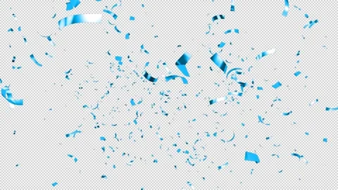 Blue Confetti Falling on Alpha Background, Luma Matte Channel. Stock Footage 253231245