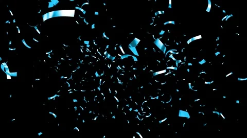 Blue Confetti Falling on a a Black, Green, Blue and White Background. Stock Footage 253417644