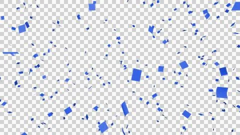 Blue confetti over transparent background. 3D render. Stock Illustration