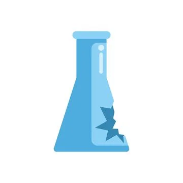 Blue conical flask breaking during experiment gone wrong Stockillustratie