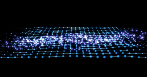 Blue connection wireframe structure with particles animation. abstract techno Stock Footage 100471516