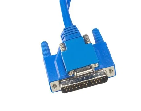 Blue connectors for computer on white Stock Photos