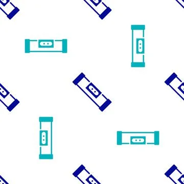 Blue Construction bubble level icon isolated seamless pattern on white イラスト素材