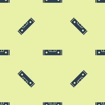 Blue Construction bubble level icon isolated seamless pattern on yellow Stock Illustration