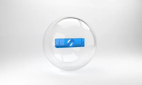 Blue Construction bubble level icon isolated on grey background. Waterpas, me Stock Illustration