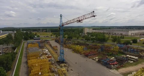 Blue construction crane Stock Footage 265847077