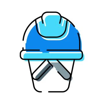 Blue construction hard hat safety icon Stock Illustration