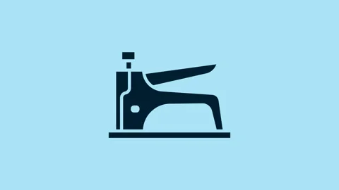 Blue Construction stapler icon isolated on blue background. Working tool. 4K Stock Footage 231485895