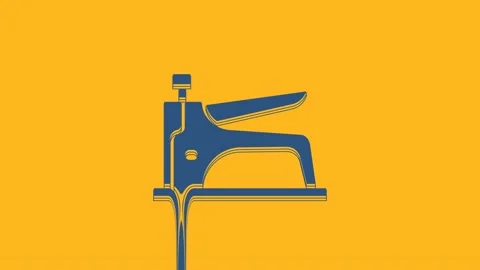 Blue Construction stapler icon isolated on orange background. Working tool. 4K Stock Footage 234724742