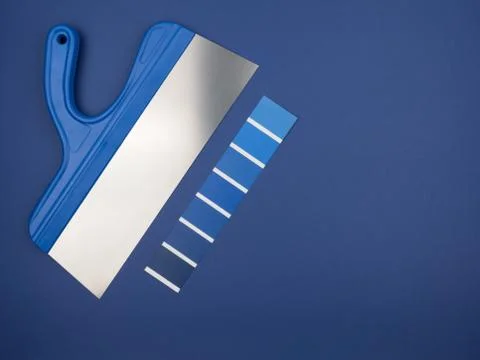 Blue construction tools on a blue background with a blue palette of colors. Stock Illustration