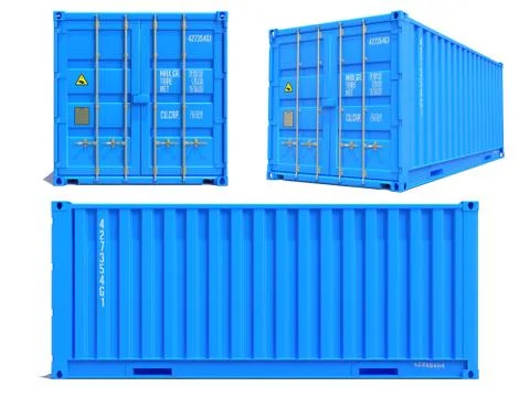 Blue Container in 3D Isolated on White. Stock Illustration