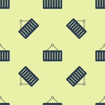 Blue Container on crane icon isolated seamless pattern on yellow background Illustrazione stock