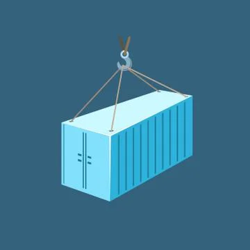Blue Container with Crane Stock Illustration