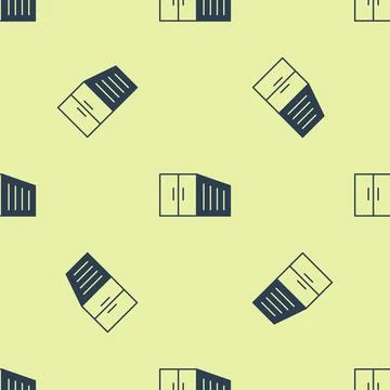 Blue Container icon isolated seamless pattern on yellow background. Crane lifts Illustrazione stock