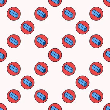 Blue Container in Red Circle vector colored seamless pattern Stock Illustration